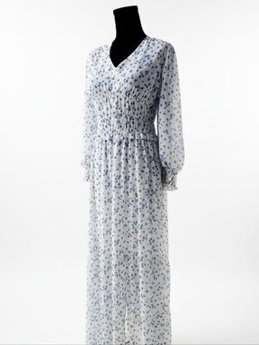 NWT! Alexa B Blue Floral V-Neck Maxi Dress